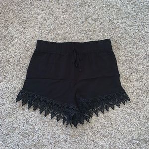 Black Fabric Shorts